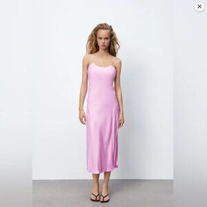 Zara Pink Satin Slip Dress